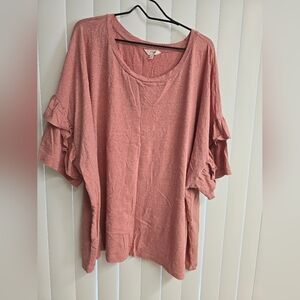 Terra and sky ruffled shirt